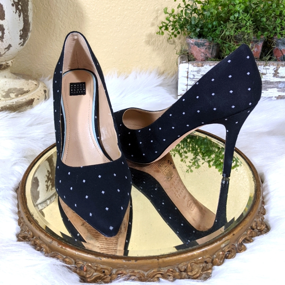 White House Black Market Poke A Dot Pumps Heels - Picture 1 of 9